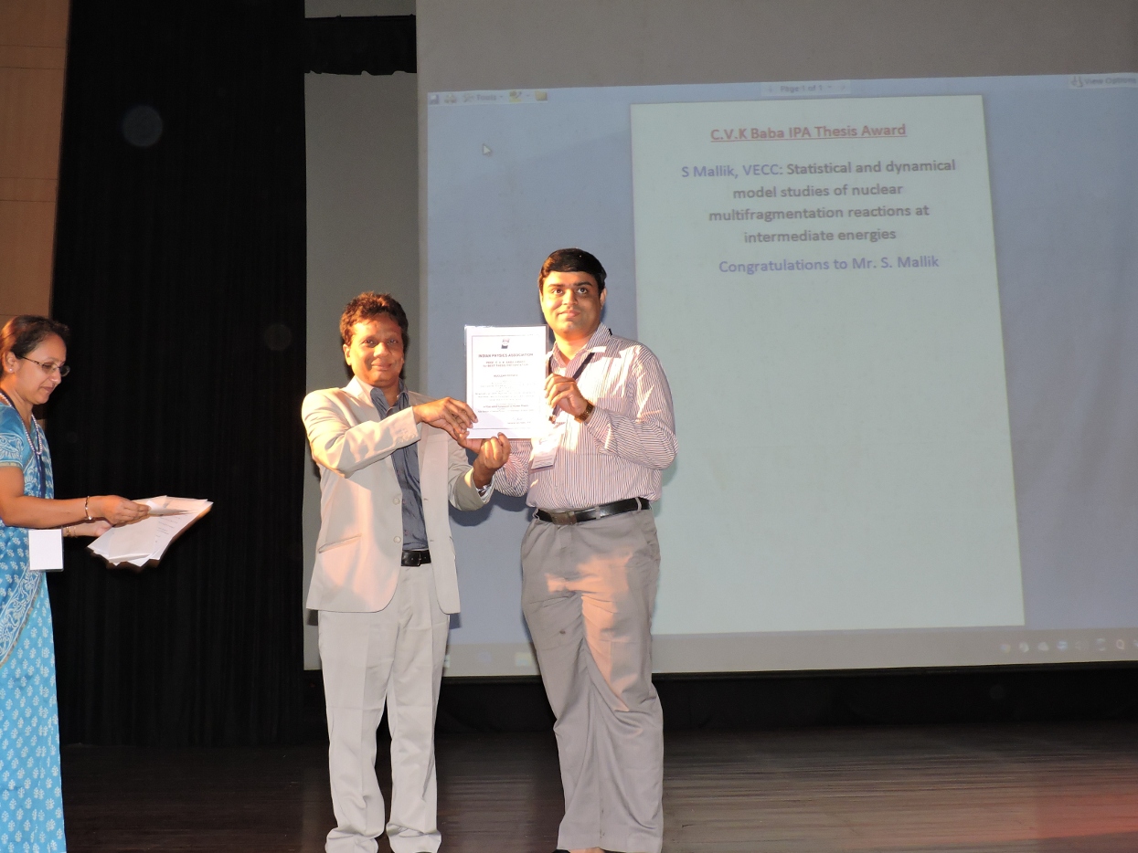 Swagato Mallik received the C.V.K Baba memorial prize for the best thesis